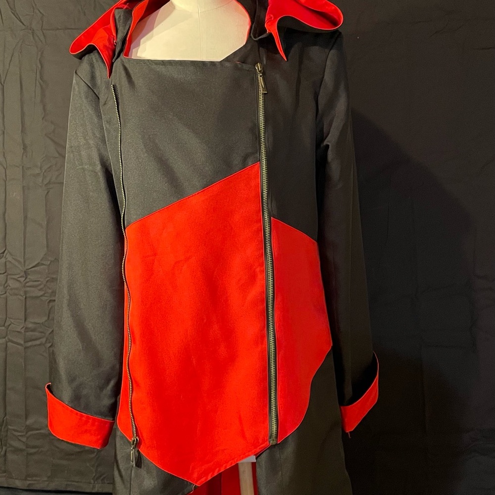 Jacket XL Fortas Red Black All Weather Multiple Zippers Tails Italian